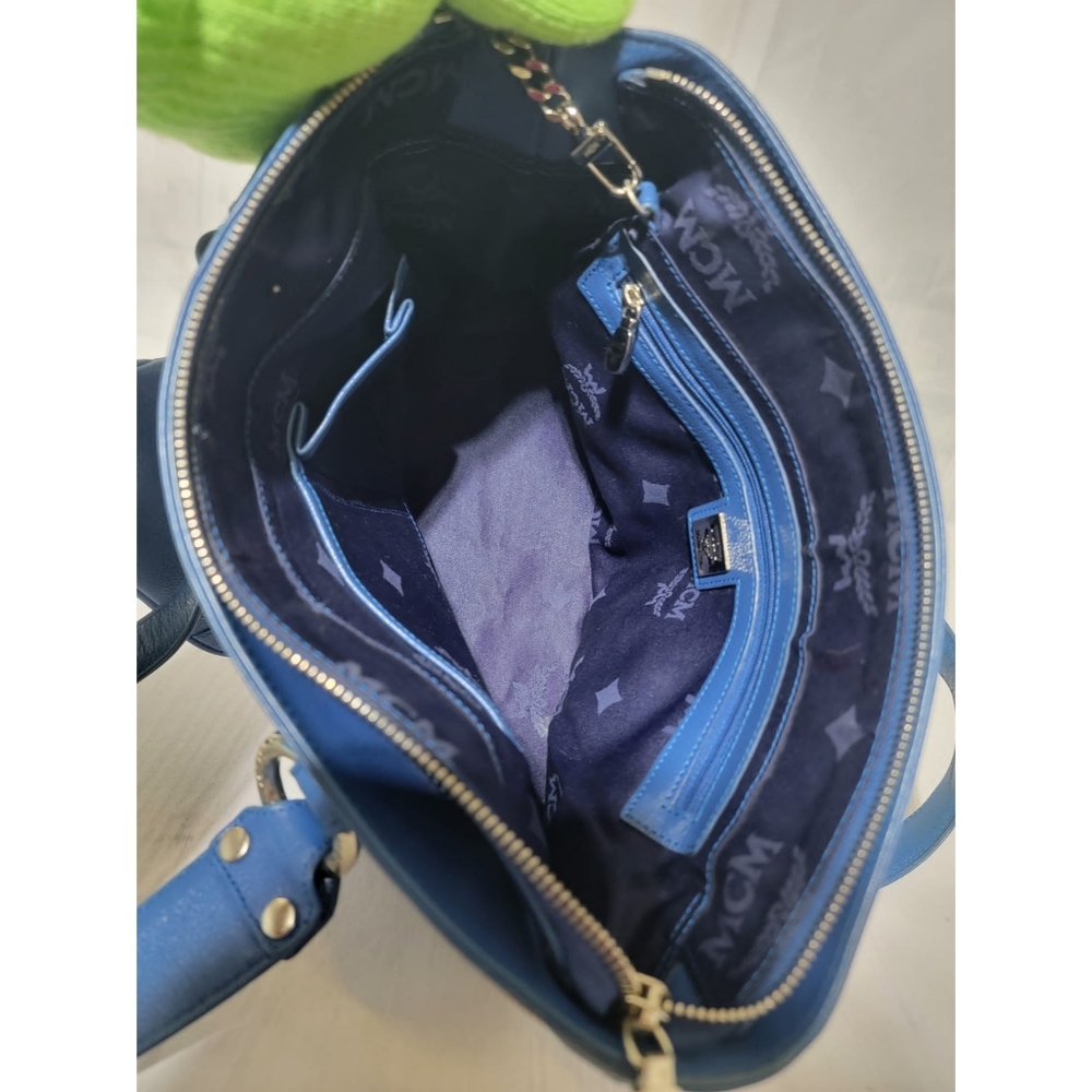 MCM Vintage Mini Studded Tote Bag Royal Blue With Coin Pouch - Picture 15 of 15